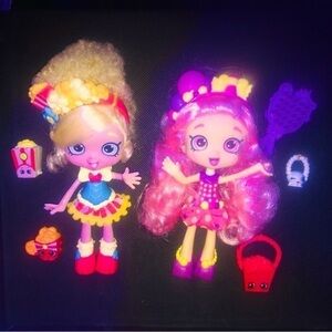 Two Shopkins Shoppies Season 1 Dolls with Accessories Poppette & Bubbleisha